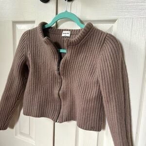 Aritzia Sunday Best Aisha Zip-Up | Ribbed Wool Sweater | M